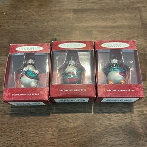 Set Of 3 Hallmark Li'l Roly-Poly Santa, Snowman, Penguin VTG 2000 Keepsake